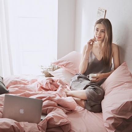 （总）涞澳家纺 2021新款60s水洗棉素色四件套