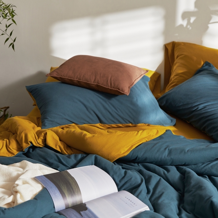 91家纺网 家纺一手货源 找家纺 涞澳家纺 2021新款针织棉四件套翠容