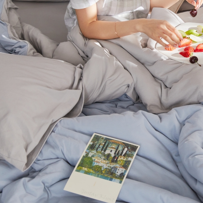 91家纺网 家纺一手货源 找家纺 涞澳家纺 2021新款针织棉四件套寒云