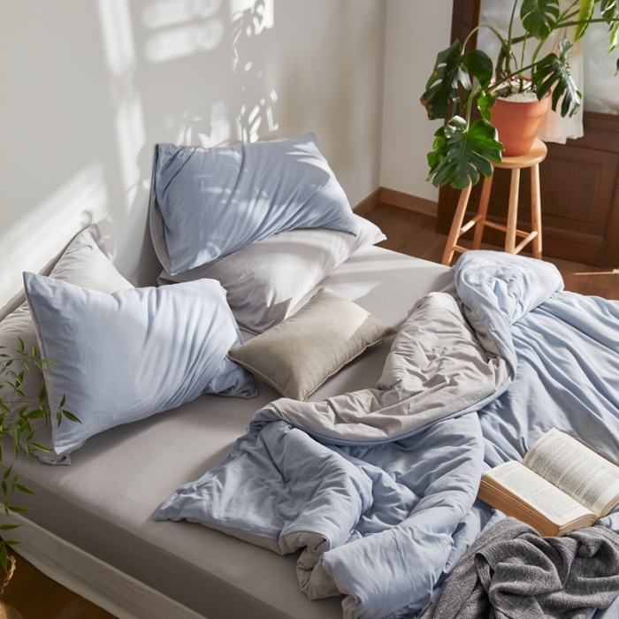 91家纺网 家纺一手货源 找家纺 涞澳家纺 2021新款针织棉四件套寒云