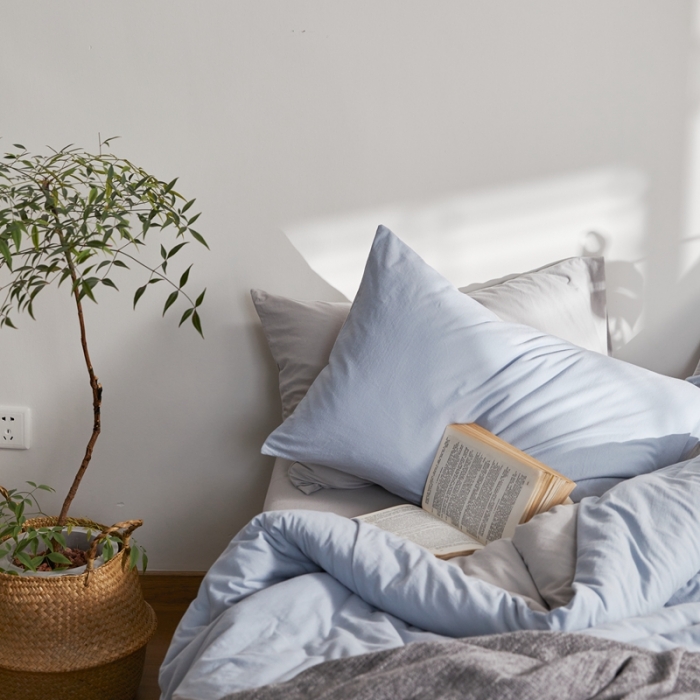 91家纺网 家纺一手货源 找家纺 涞澳家纺 2021新款针织棉四件套寒云