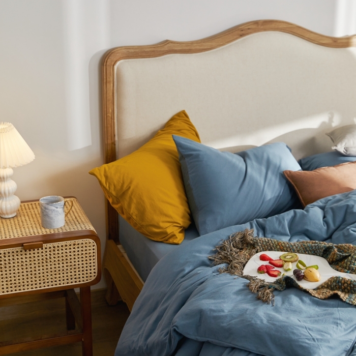 91家纺网 家纺一手货源 找家纺 涞澳家纺 2021新款针织棉四件套盼兰