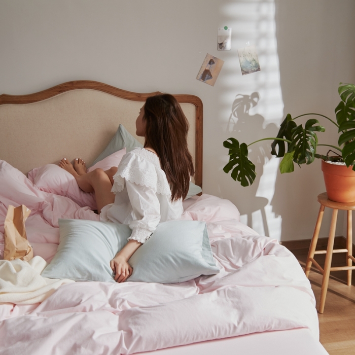 91家纺网 家纺一手货源 找家纺 涞澳家纺 2021新款针织棉四件套水桃