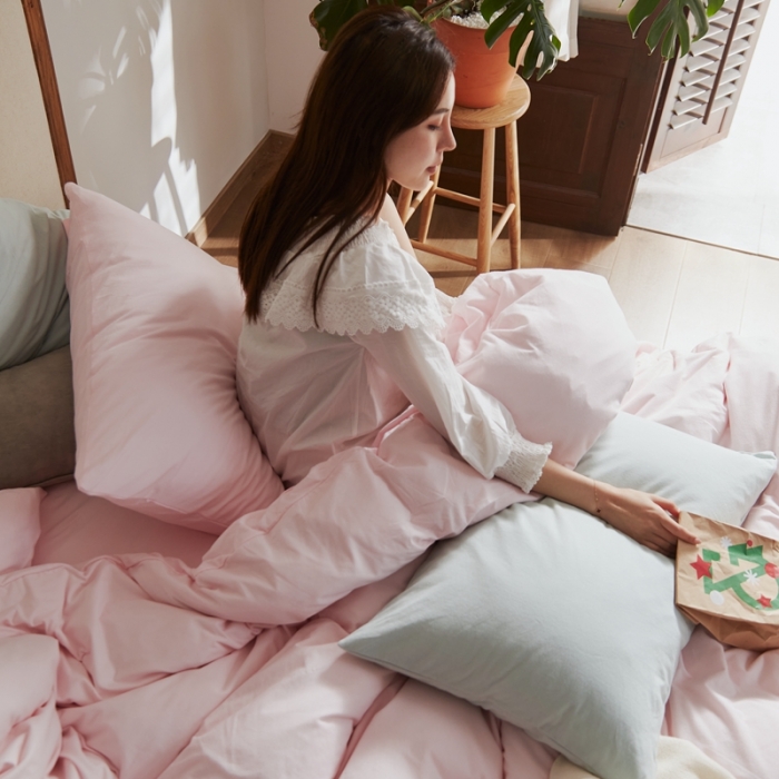 91家纺网 家纺一手货源 找家纺 涞澳家纺 2021新款针织棉四件套水桃