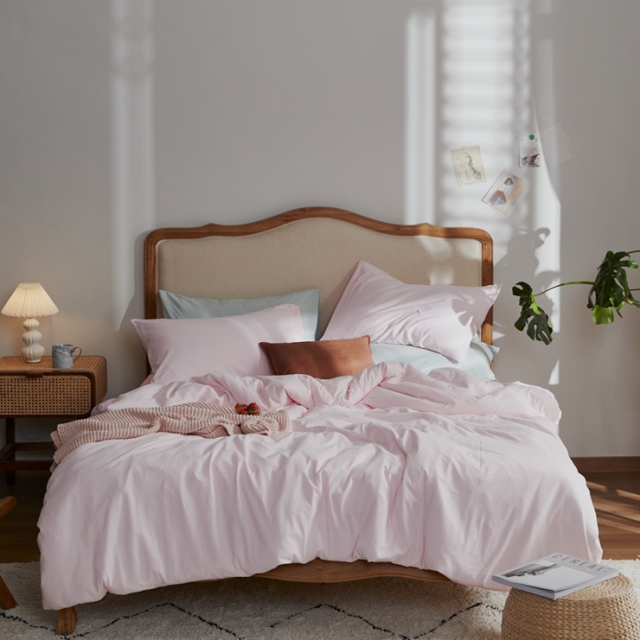 91家纺网 家纺一手货源 找家纺 涞澳家纺 2021新款针织棉四件套水桃