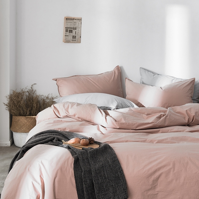 91家纺网 家纺一手货源 找家纺 涞澳家纺 2021新款60s水洗棉素色四件套 静粉