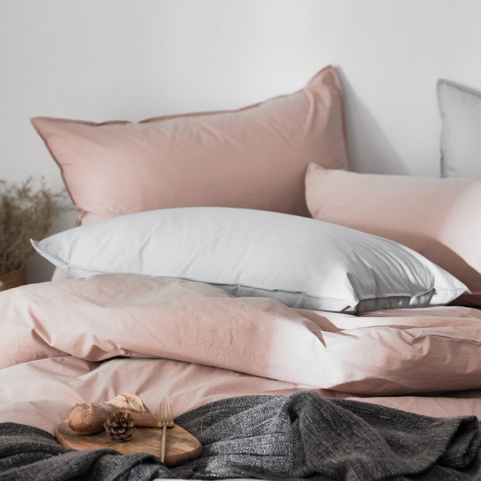 91家纺网 家纺一手货源 找家纺 涞澳家纺 2021新款60s水洗棉素色四件套 静粉