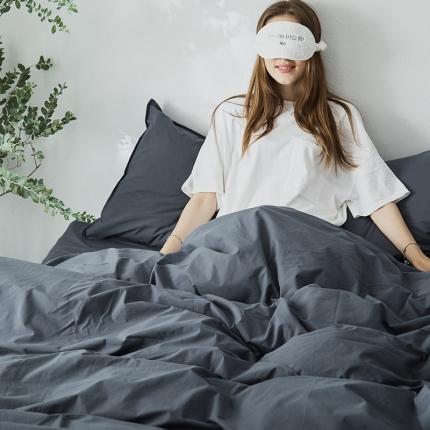 涞澳家纺 2021新款60s水洗棉素色四件套 静蓝