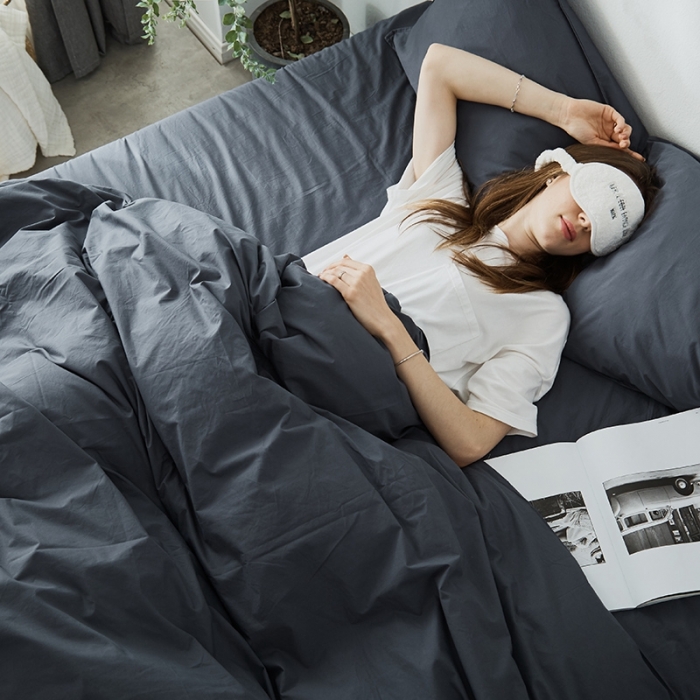 91家纺网 家纺一手货源 找家纺 涞澳家纺 2021新款60s水洗棉素色四件套 静蓝