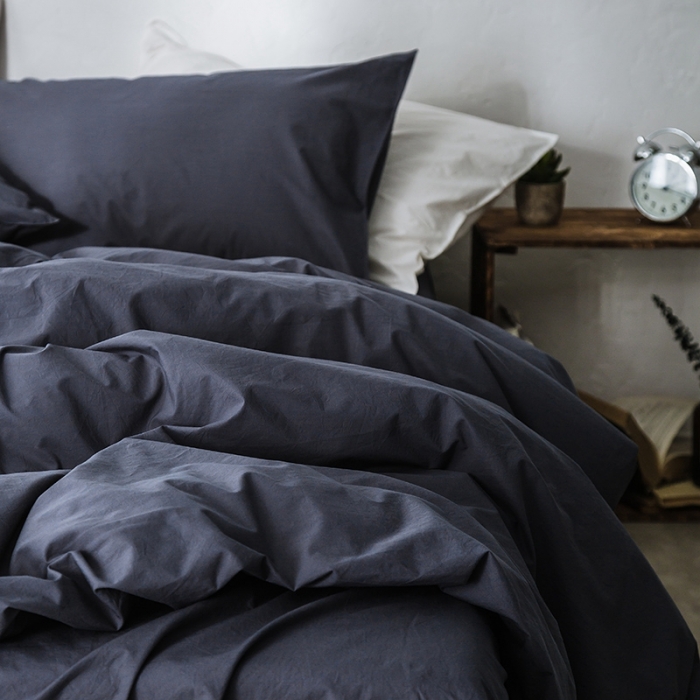 91家纺网 家纺一手货源 找家纺 涞澳家纺 2021新款60s水洗棉素色四件套 静蓝