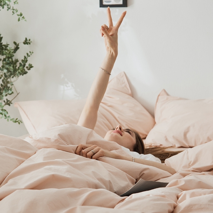 91家纺网 家纺一手货源 找家纺 涞澳家纺 2021新款60s水洗棉素色四件套 裸色