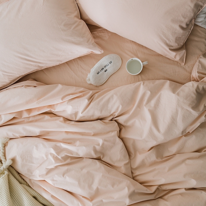 91家纺网 家纺一手货源 找家纺 涞澳家纺 2021新款60s水洗棉素色四件套 裸色