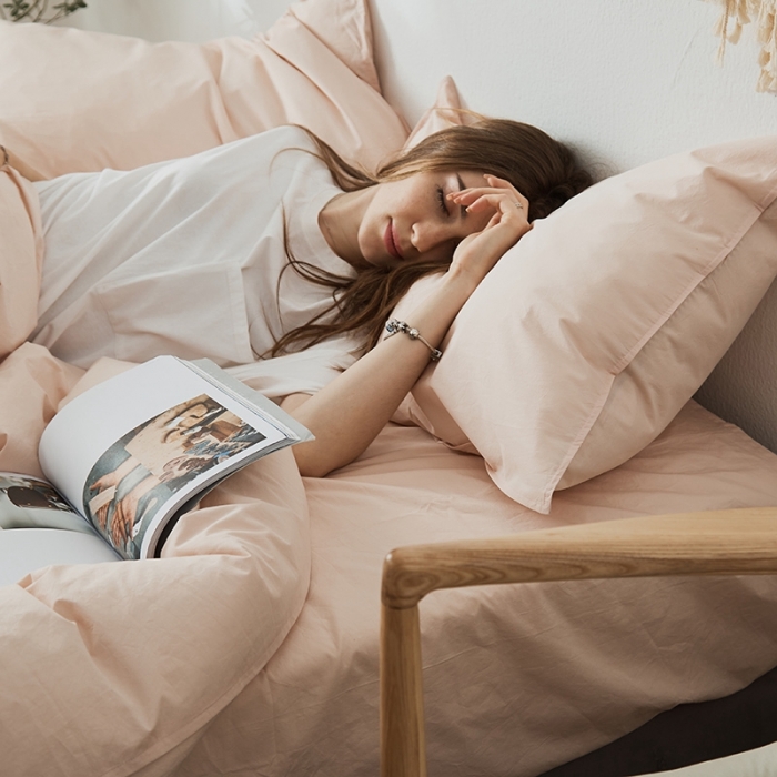 91家纺网 家纺一手货源 找家纺 涞澳家纺 2021新款60s水洗棉素色四件套 裸色