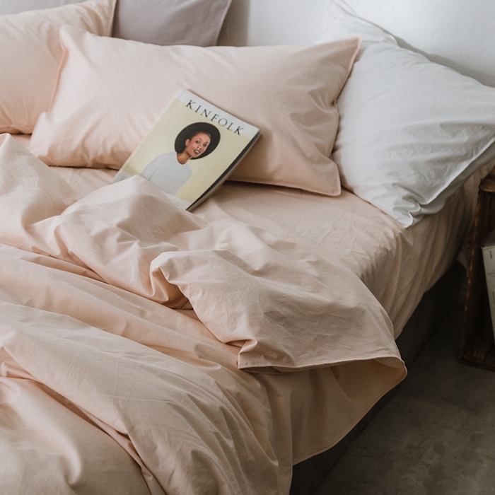 91家纺网 家纺一手货源 找家纺 涞澳家纺 2021新款60s水洗棉素色四件套 裸色