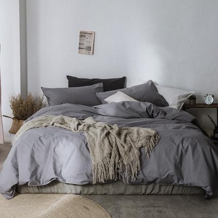 91家纺网 家纺一手货源 找家纺 涞澳家纺 2021新款60s水洗棉素色四件套 情灰