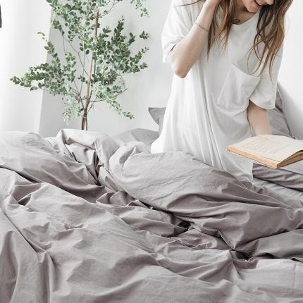 涞澳家纺 2021新款60s水洗棉素色四件套 情灰