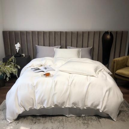 91家纺网 家纺一手货源 找家纺 涞澳家居 2021新款60天丝纯色四件套本白