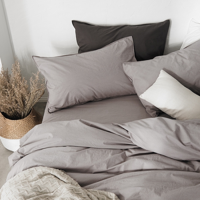 91家纺网 家纺一手货源 找家纺 涞澳家纺 2021新款60s水洗棉素色四件套 情灰