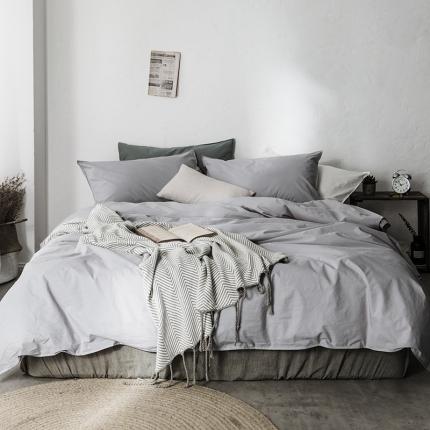 91家纺网 家纺一手货源 找家纺 涞澳家纺 2021新款60s水洗棉素色四件套 若灰