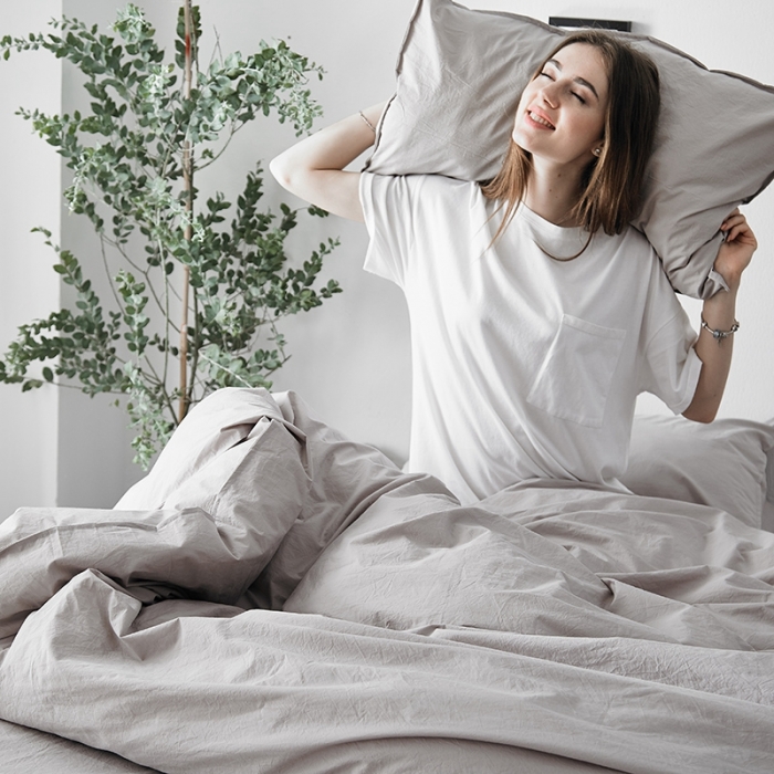 91家纺网 家纺一手货源 找家纺 涞澳家纺 2021新款60s水洗棉素色四件套 若灰