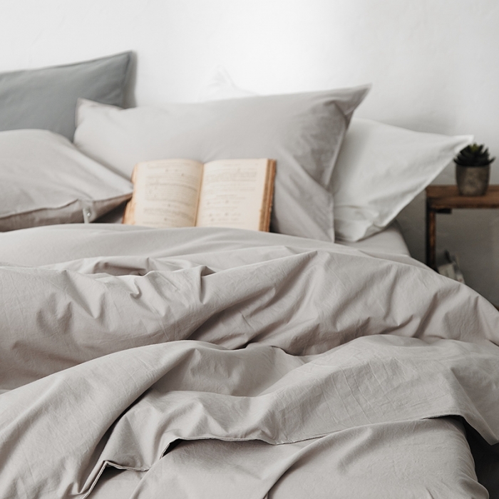 91家纺网 家纺一手货源 找家纺 涞澳家纺 2021新款60s水洗棉素色四件套 若灰