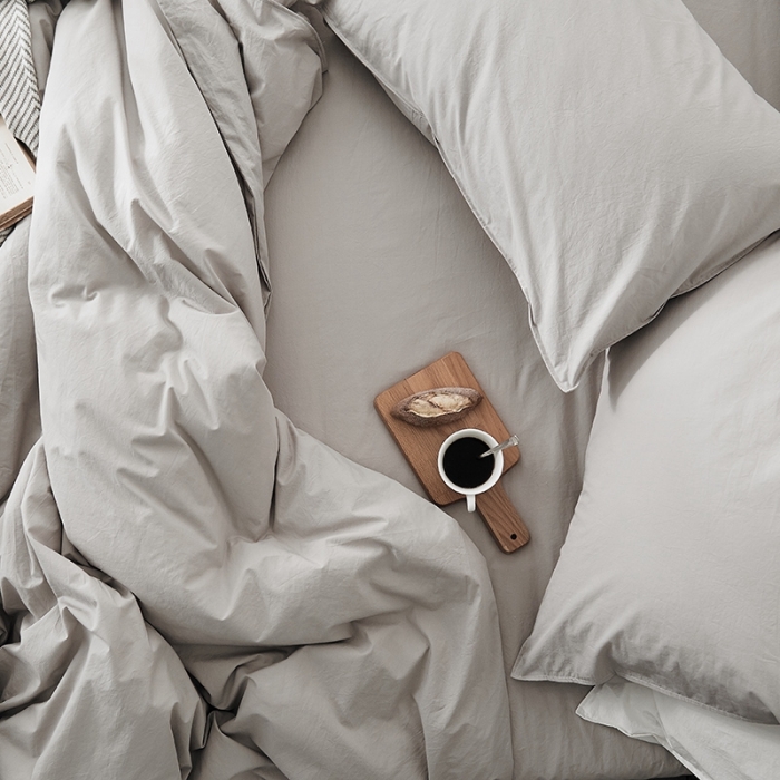 91家纺网 家纺一手货源 找家纺 涞澳家纺 2021新款60s水洗棉素色四件套 若灰