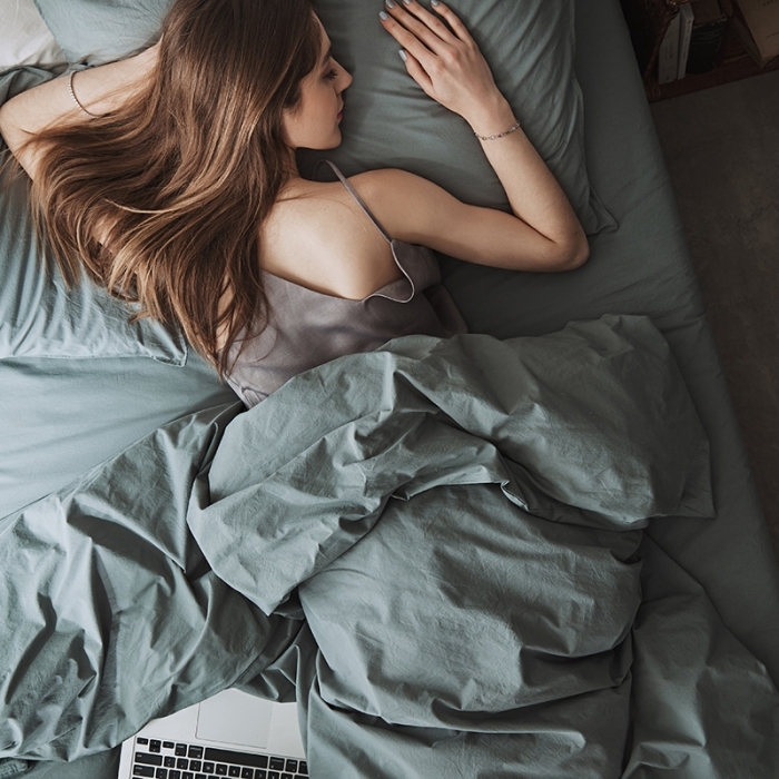 91家纺网 家纺一手货源 找家纺 涞澳家纺 2021新款60s水洗棉素色四件套 若青