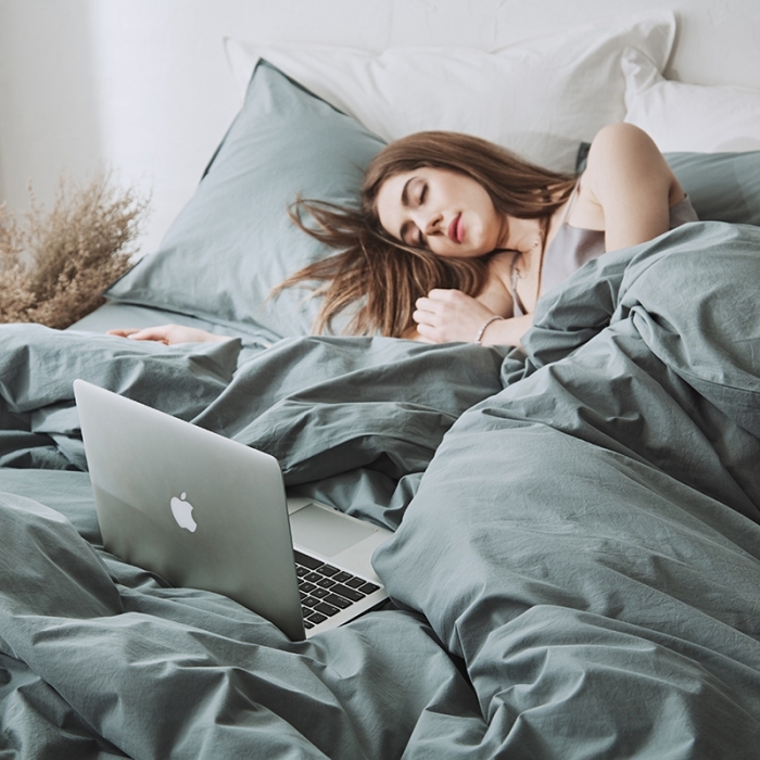 91家纺网 家纺一手货源 找家纺 涞澳家纺 2021新款60s水洗棉素色四件套 若青