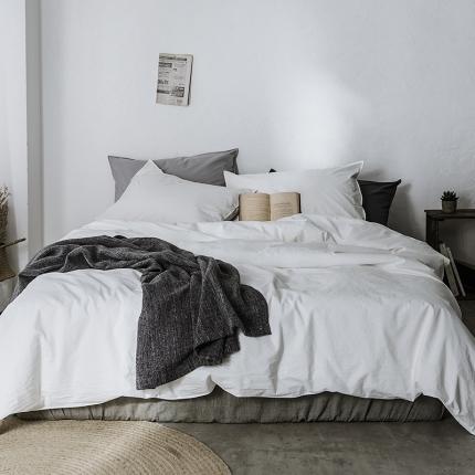 91家纺网 家纺一手货源 找家纺 涞澳家纺 2021新款60s水洗棉素色四件套 牙白