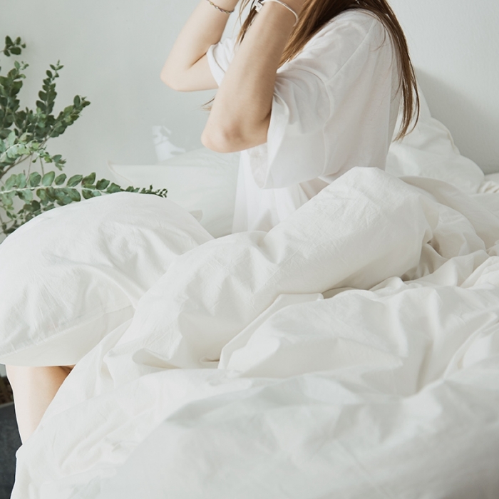 91家纺网 家纺一手货源 找家纺 涞澳家纺 2021新款60s水洗棉素色四件套 牙白