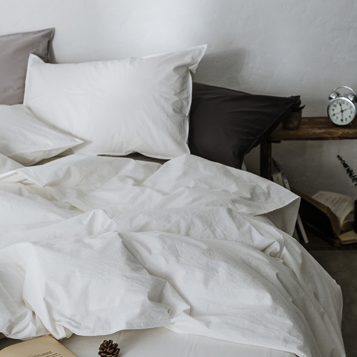 91家纺网 家纺一手货源 找家纺 涞澳家纺 2021新款60s水洗棉素色四件套 牙白