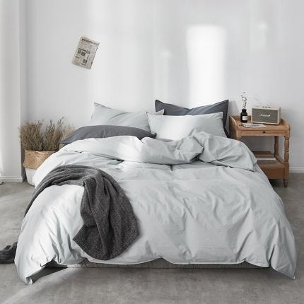 涞澳家纺 2021新款60s水洗棉素色四件套 蓝灰