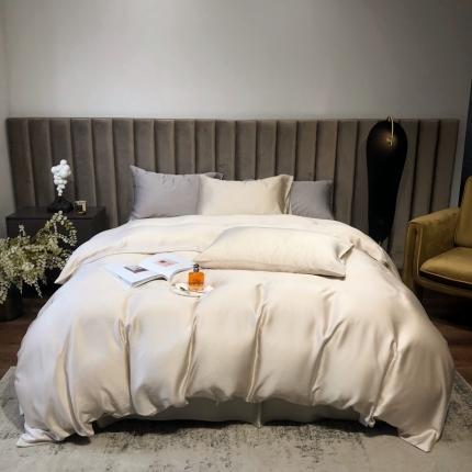 91家纺网 家纺一手货源 找家纺 涞澳家居 2021新款60天丝纯色四件套素灰