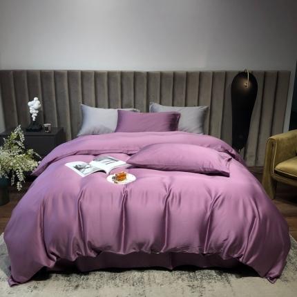 91家纺网 家纺一手货源 找家纺 涞澳家居 2021新款60天丝纯色四件套薇紫豆沙