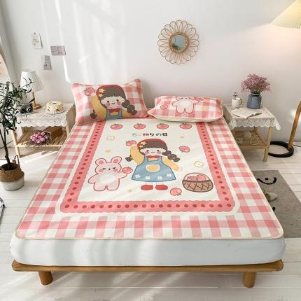 91家纺网 家纺一手货源 找家纺 懒猫 2021新款大版冰丝凉席蜜桃少女