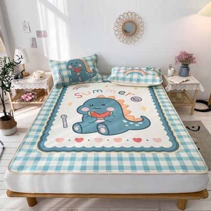 91家纺网 家纺一手货源 找家纺 懒猫 2021新款大版冰丝凉席小恐龙