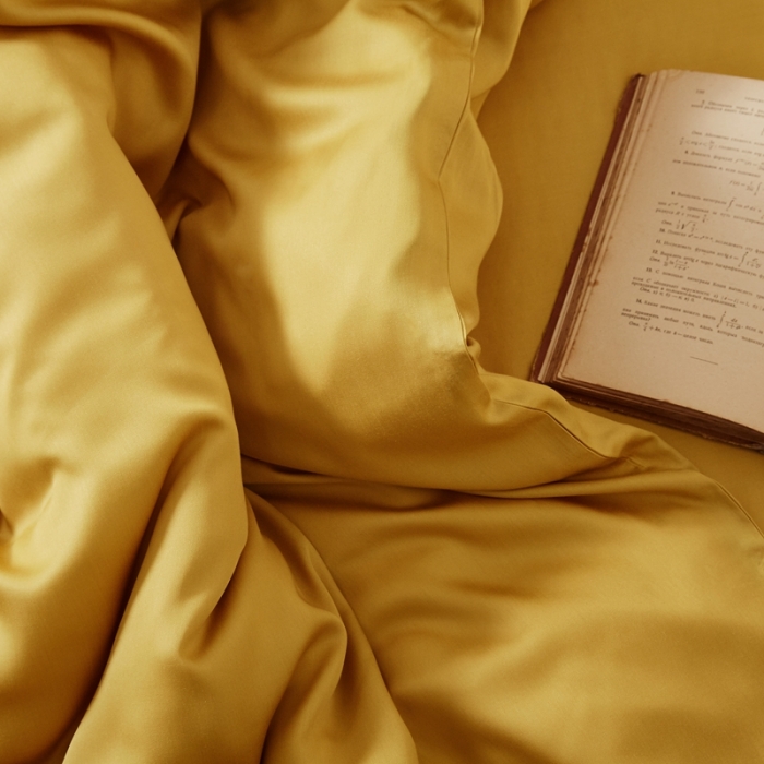 91家纺网 家纺一手货源 找家纺 涞澳家居 2021新款60天丝纯色四件套秋黄