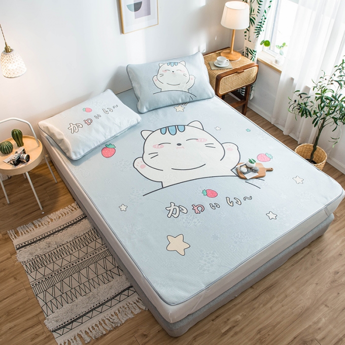 91家纺网 家纺一手货源 找家纺 懒猫 2021新款大版冰丝凉席小懒猫