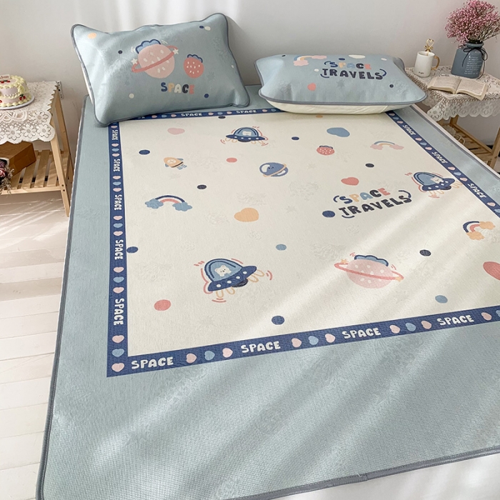 91家纺网 家纺一手货源 找家纺 懒猫 2021新款大版冰丝凉席星球幻想