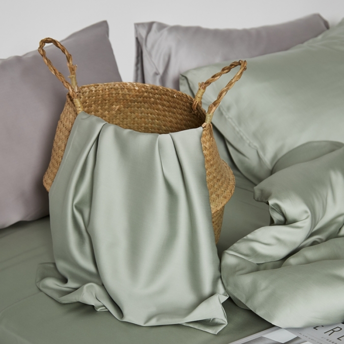 91家纺网 家纺一手货源 找家纺 涞澳家居 2021新款60天丝纯色四件套雅绿