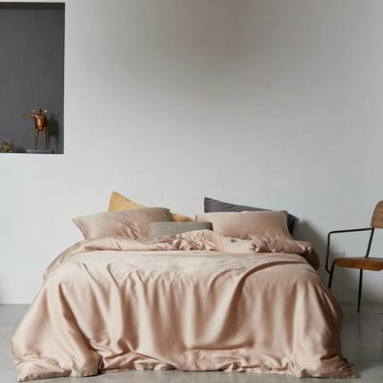 91家纺网 家纺一手货源 找家纺 涞澳家居 2021新款60天丝纯色四件套烟熏粉