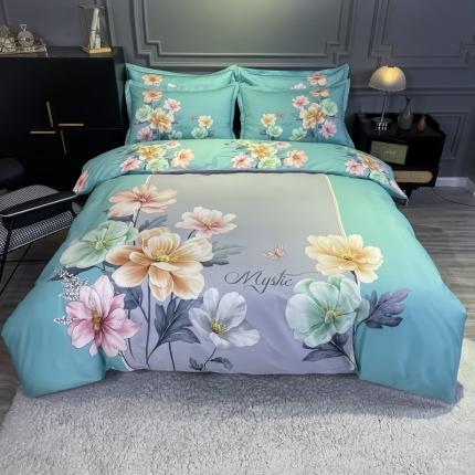 91家纺网 家纺一手货源 找家纺 （总）金爱家 2021新款全棉活性花卉系列四件套