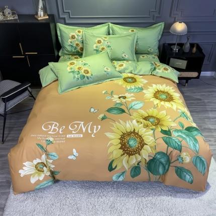 金爱家 2021新款全棉活性花卉系列四件套 滤光