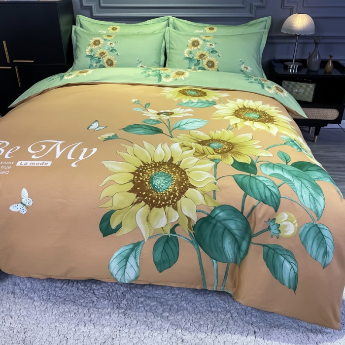 91家纺网 家纺一手货源 找家纺 金爱家 2021新款全棉活性花卉系列四件套 滤光