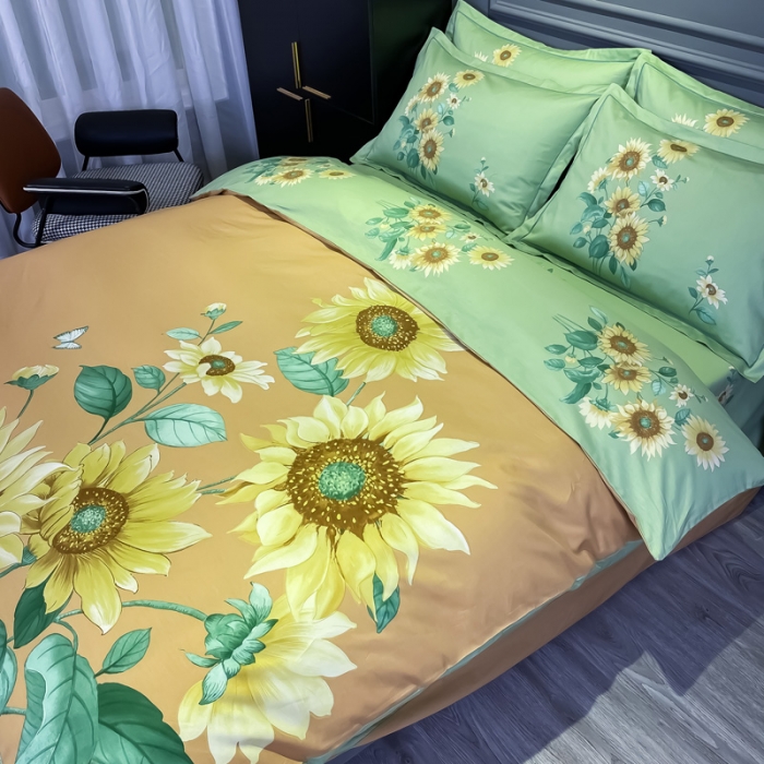 91家纺网 家纺一手货源 找家纺 金爱家 2021新款全棉活性花卉系列四件套 滤光