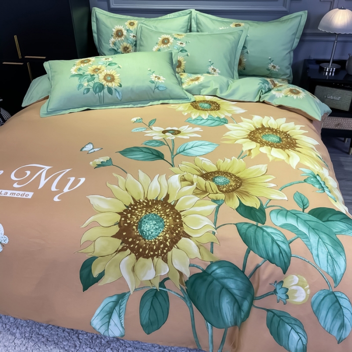 91家纺网 家纺一手货源 找家纺 金爱家 2021新款全棉活性花卉系列四件套 滤光