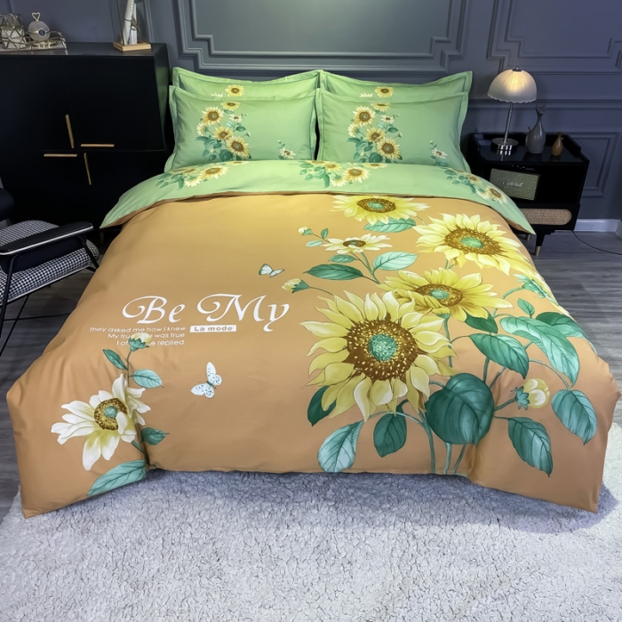 91家纺网 家纺一手货源 找家纺 金爱家 2021新款全棉活性花卉系列四件套 滤光