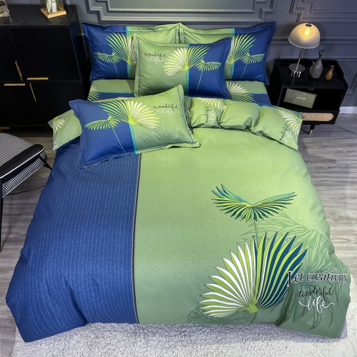 91家纺网 家纺一手货源 找家纺 金爱家 2021新款全棉活性花卉系列四件套 沐光