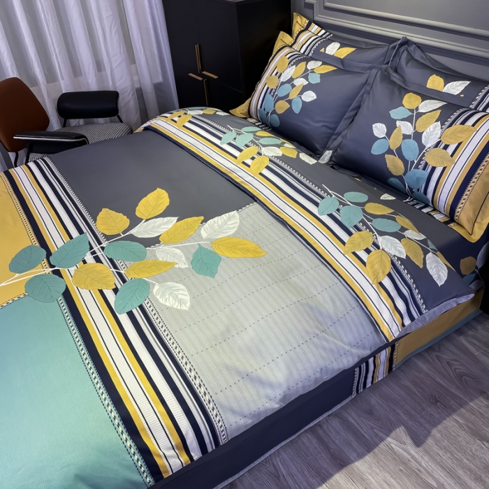 91家纺网 家纺一手货源 找家纺 金爱家 2021新款全棉活性花卉系列四件套 秋意