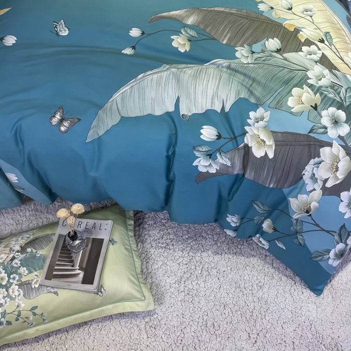 91家纺网 家纺一手货源 找家纺 金爱家 2021新款全棉活性花卉系列四件套 馨雅